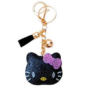 BLACK HELLO KITTY PUFFY KEYCHAIN/PURSE CHARM